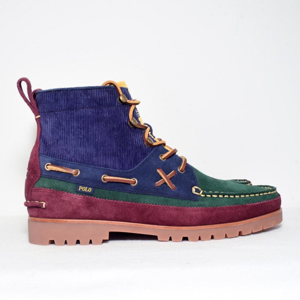 Polo Ralph Lauren Suede Corduroy Color Block Ranger Boots Men's - $175 VALUE
